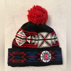 Mitchell & Ness Black and Red Patterned Beanie